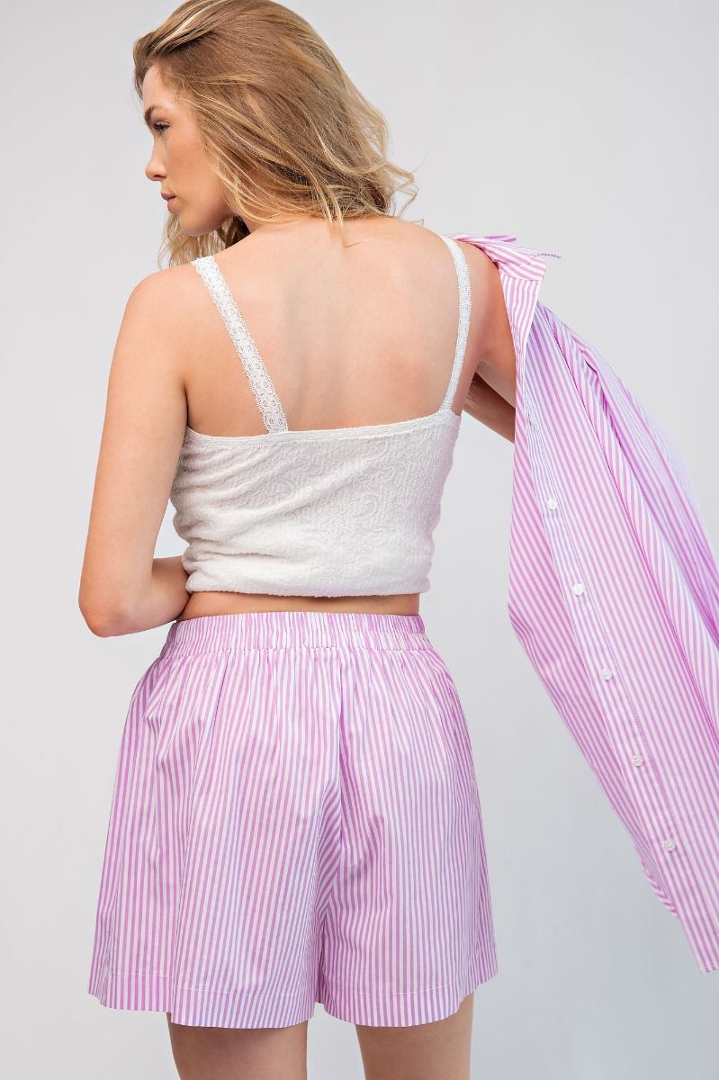 Cotton Voile Boxer Striped Shorts in 3 Colors