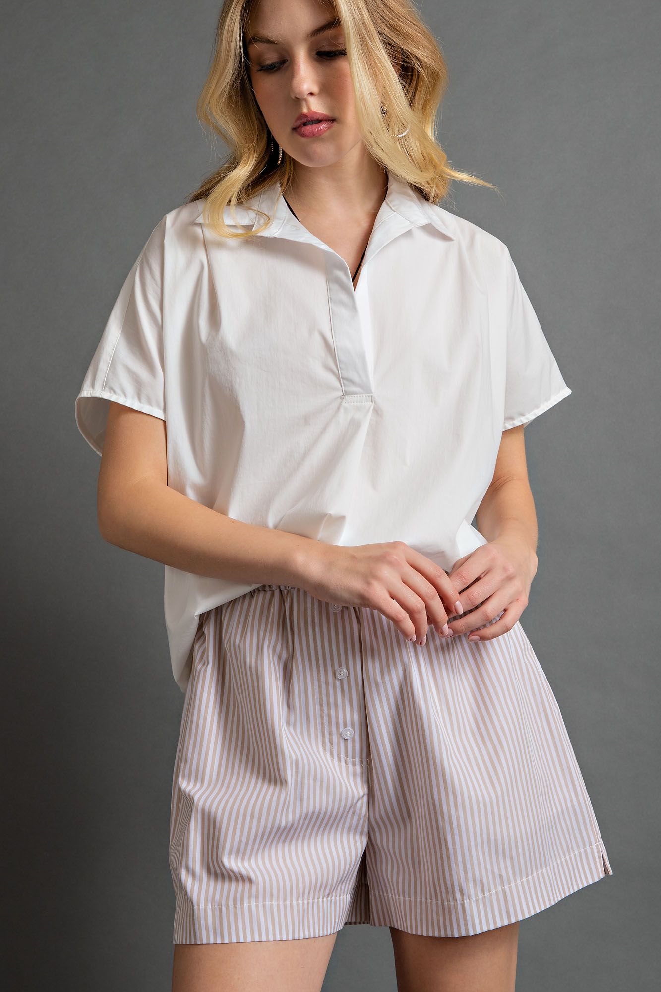 Cotton Voile Boxer Striped Shorts in 3 Colors
