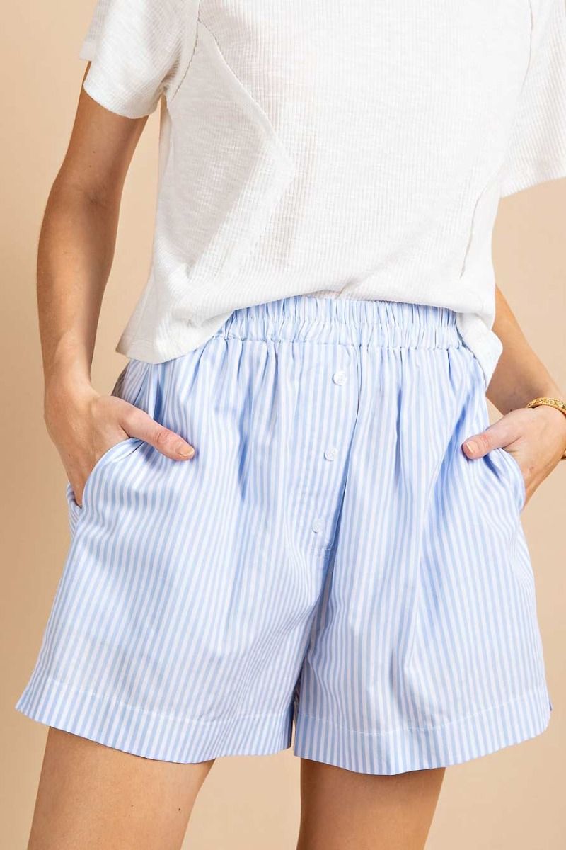 Cotton Voile Boxer Striped Shorts in 3 Colors