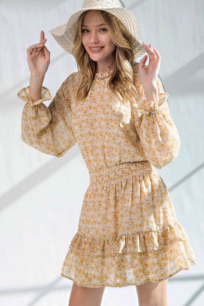 Floral Printed Chiffon Mini Dress