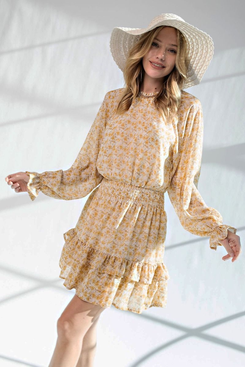 Floral Printed Chiffon Mini Dress