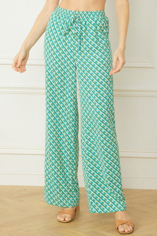 Lightweight Print Pants in Green