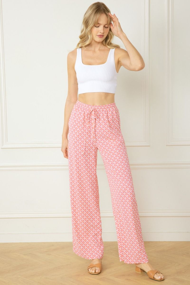 Lightweight Print Pants in Pink