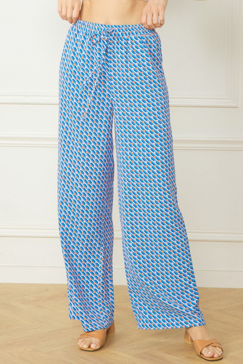 Lightweight Print Pants in Royal