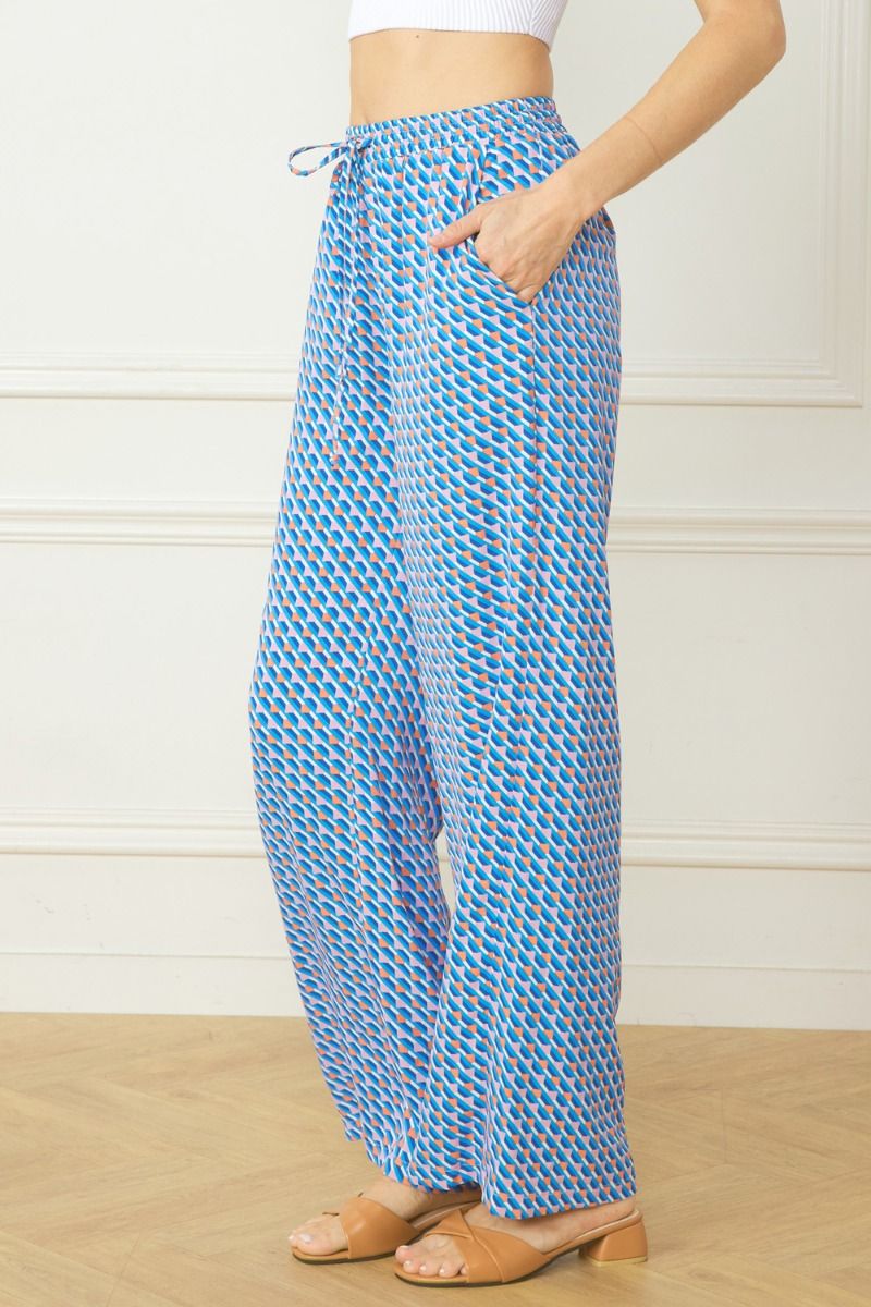 Lightweight Print Pants in Royal