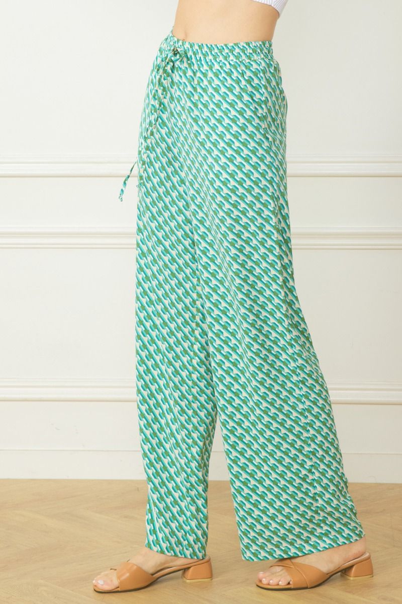 Lightweight Print Pants in Green