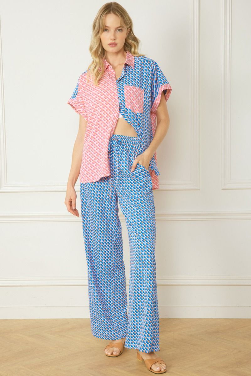 Lightweight Print Pants in Royal