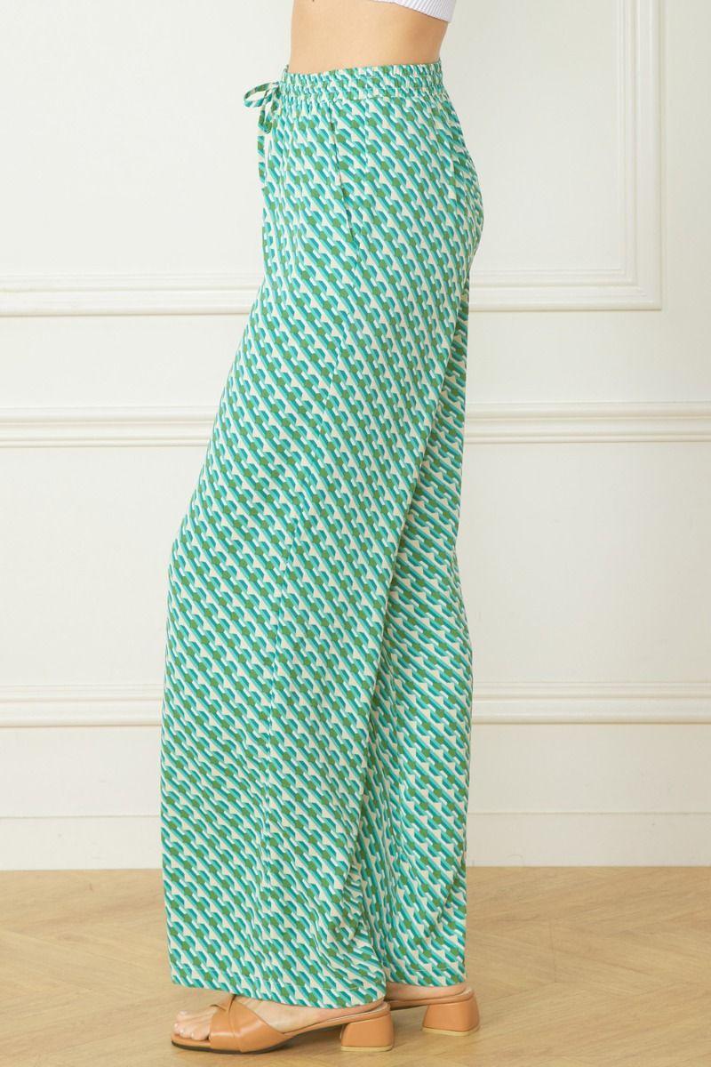 Lightweight Print Pants in Green