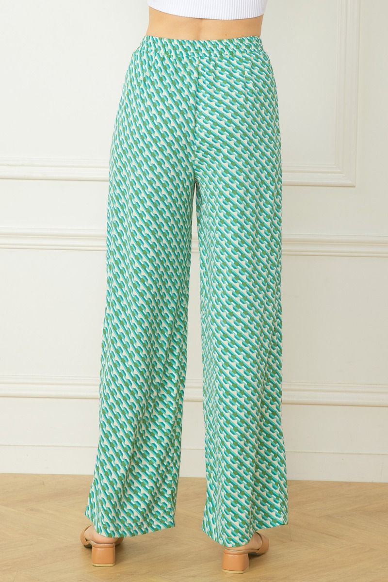 Lightweight Print Pants in Green