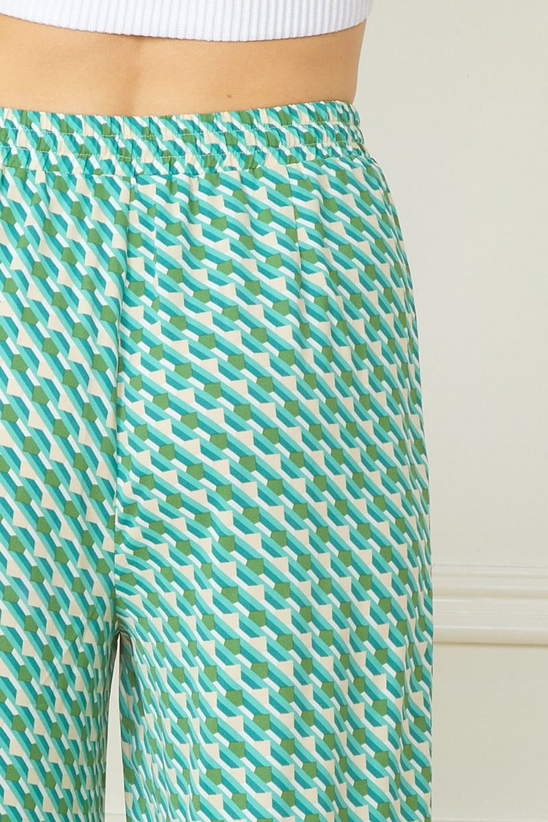Lightweight Print Pants in Green