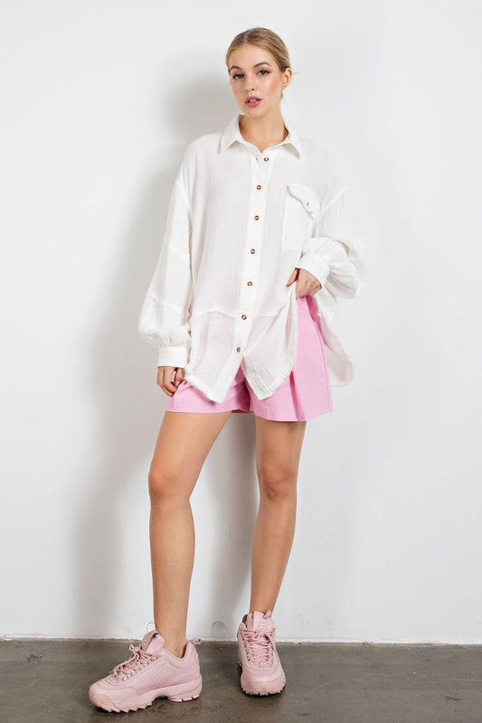 Cotton Gauze Loose Fit Shirt