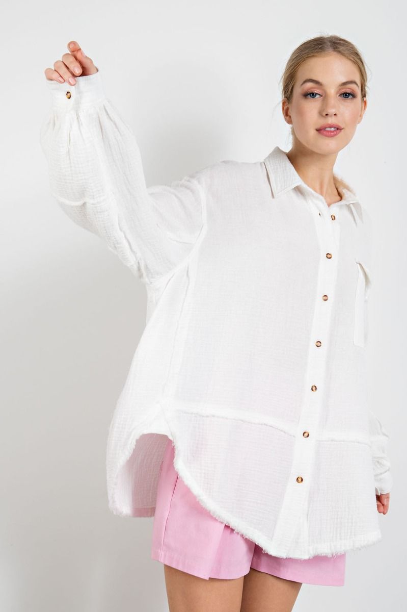Cotton Gauze Loose Fit Shirt