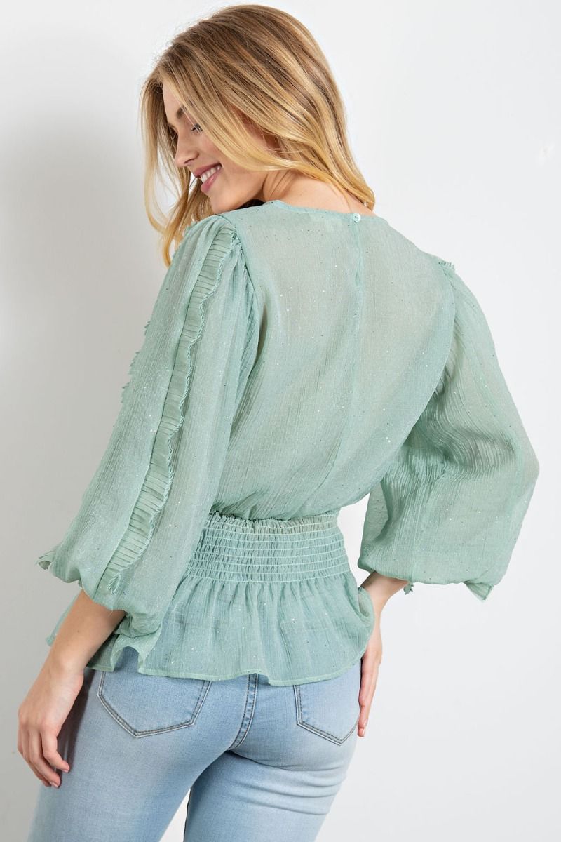 Crinkle Chiffon Peplum Top / Shirt in 2 Colors