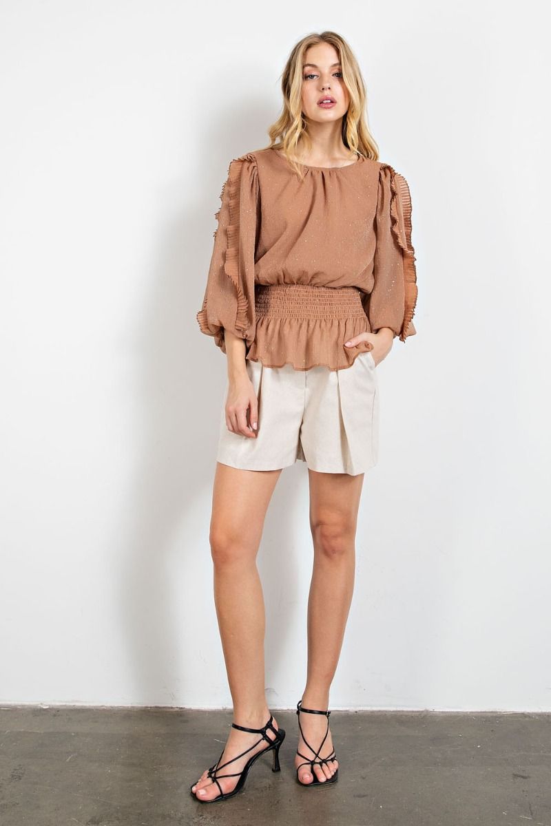 Crinkle Chiffon Peplum Top / Shirt in 2 Colors