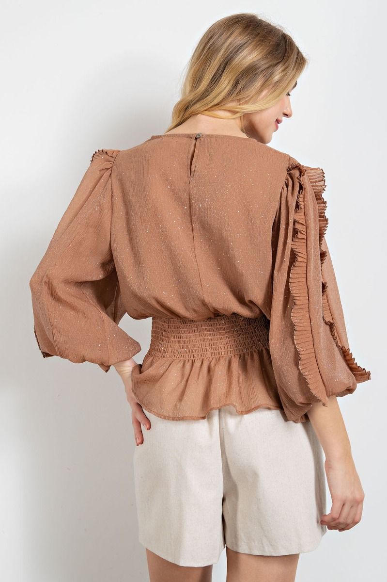 Crinkle Chiffon Peplum Top / Shirt in 2 Colors