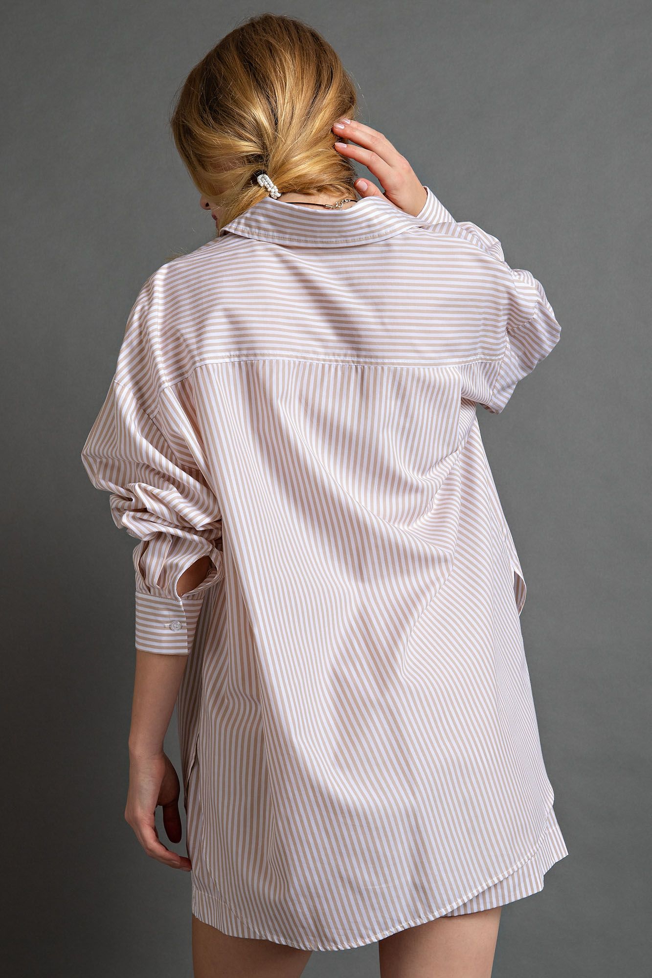 Striped Button-Down Cotton Voile Shirt in 3 Colors