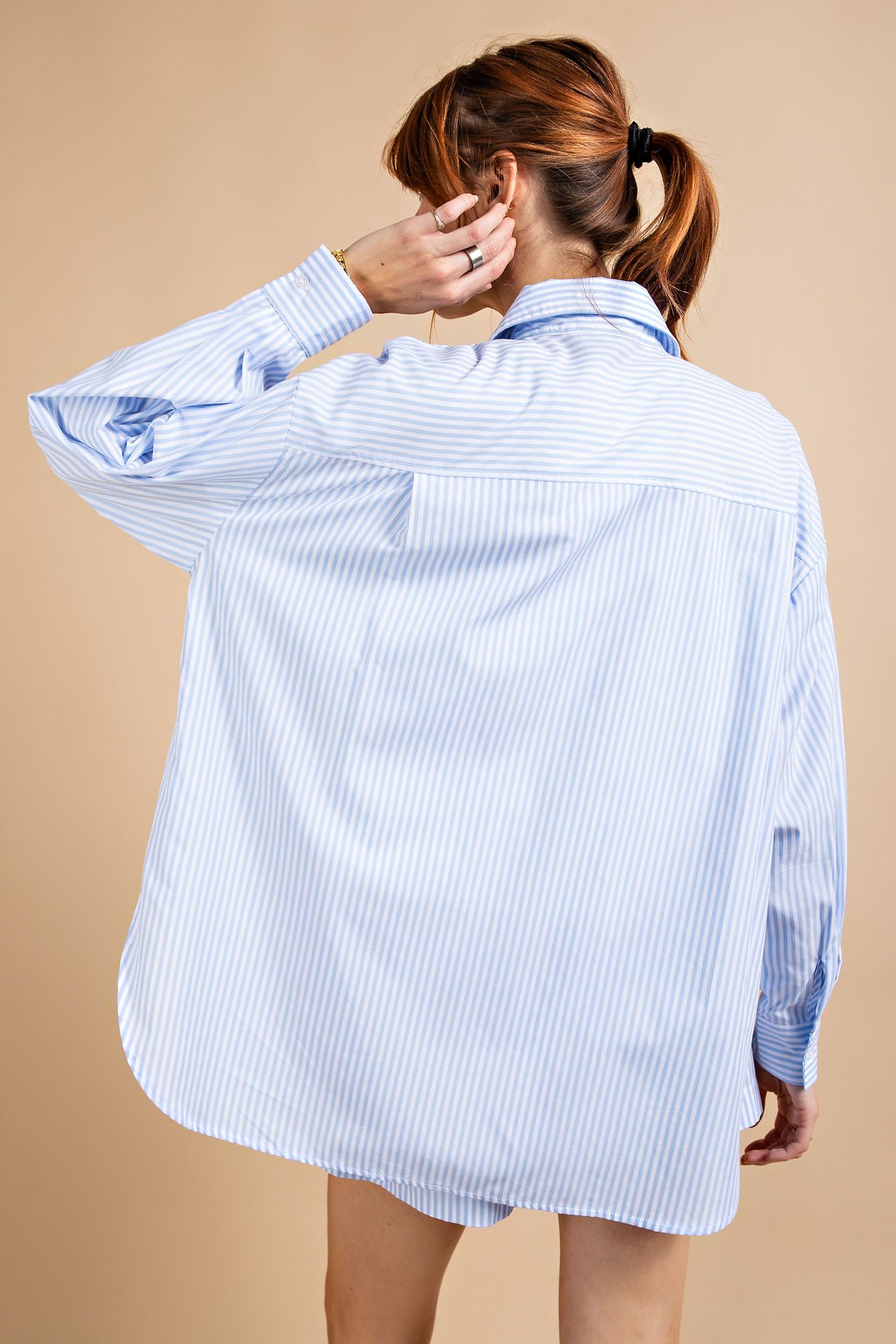 Striped Button-Down Cotton Voile Shirt in 3 Colors