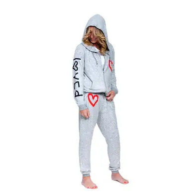 Gray Hacci Loved Zip Up Heather Hoodie