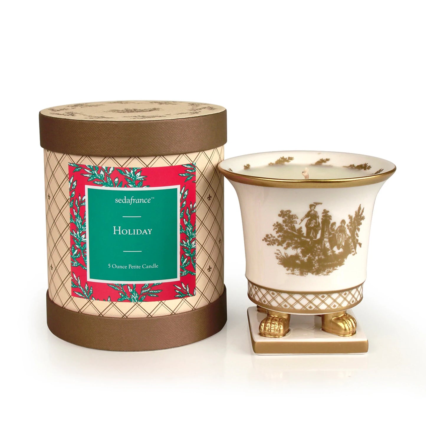 Holiday Classic Toile Petite Ceramic Candle