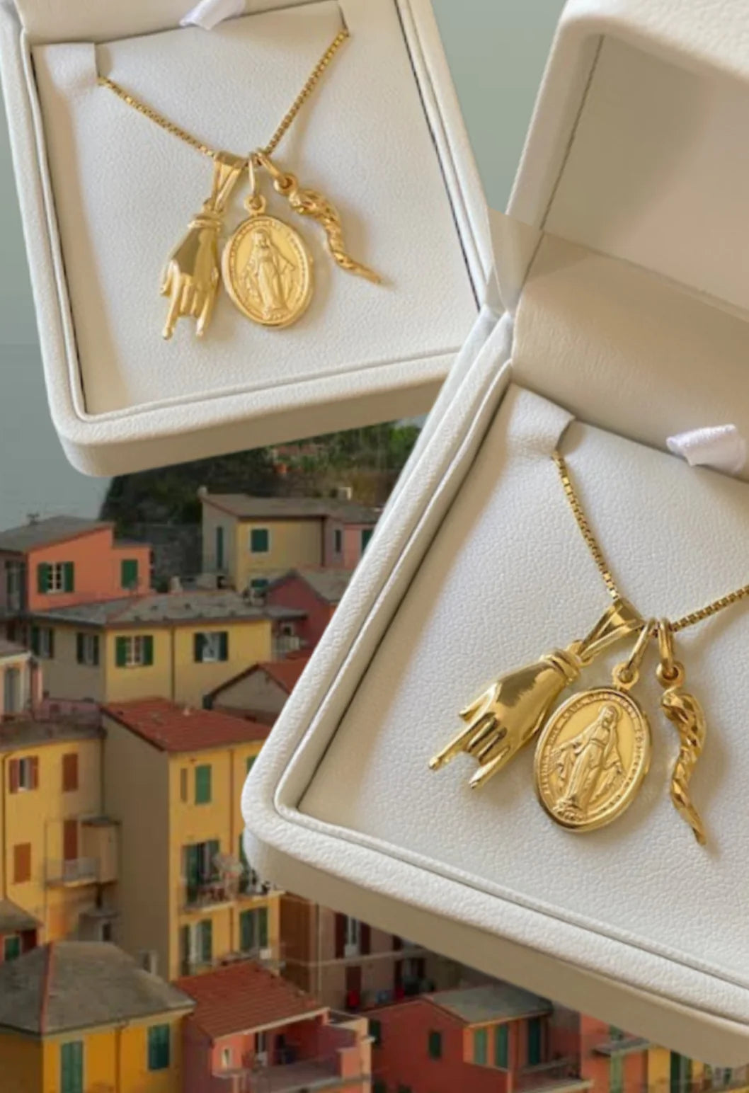 Roccella Cornicello, Saint and Hand Necklace