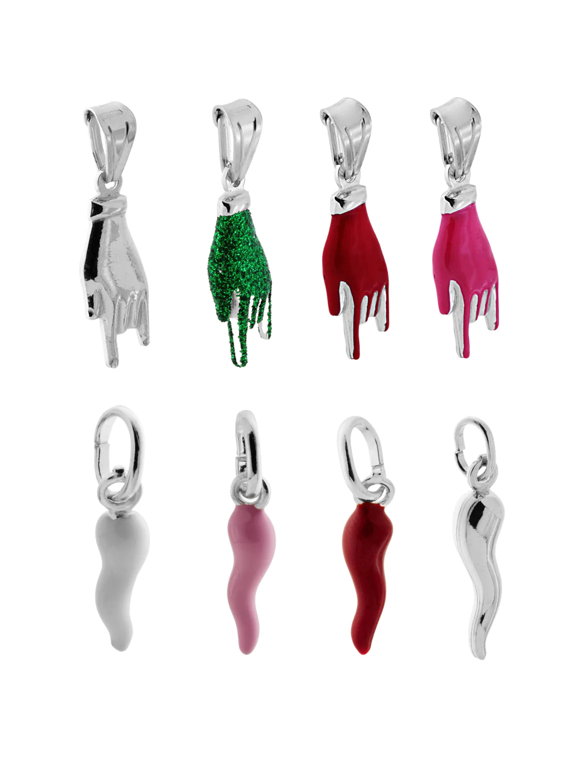 Catania Silver Cornicello and Hand Necklace