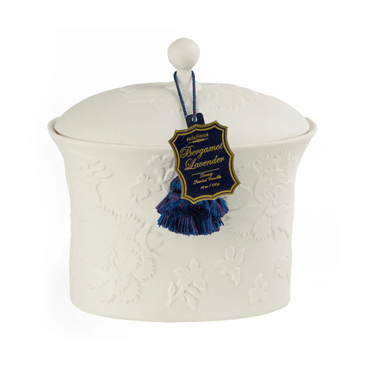 Bergamot Lavender Bleu et Blanc Two-Wick Ceramic Candle