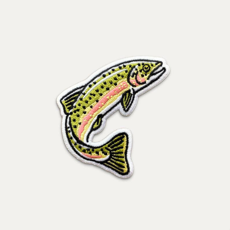 Jumping Rainbow Trout Fish Embroidered Iron on Patch