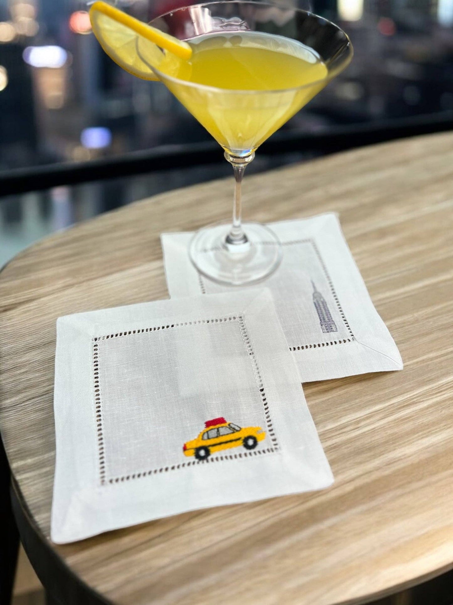 Embroidered Cocktail Napkins New York
