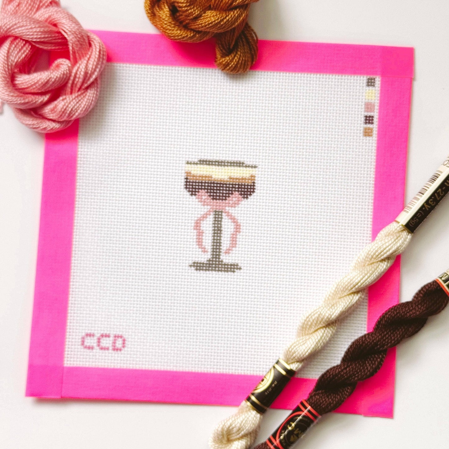 Hand Painted Espresso Martini 2” Needlepoint Canvas 18 Mesh Coquette Needlepoint Canvas Cocktail Hand Painted