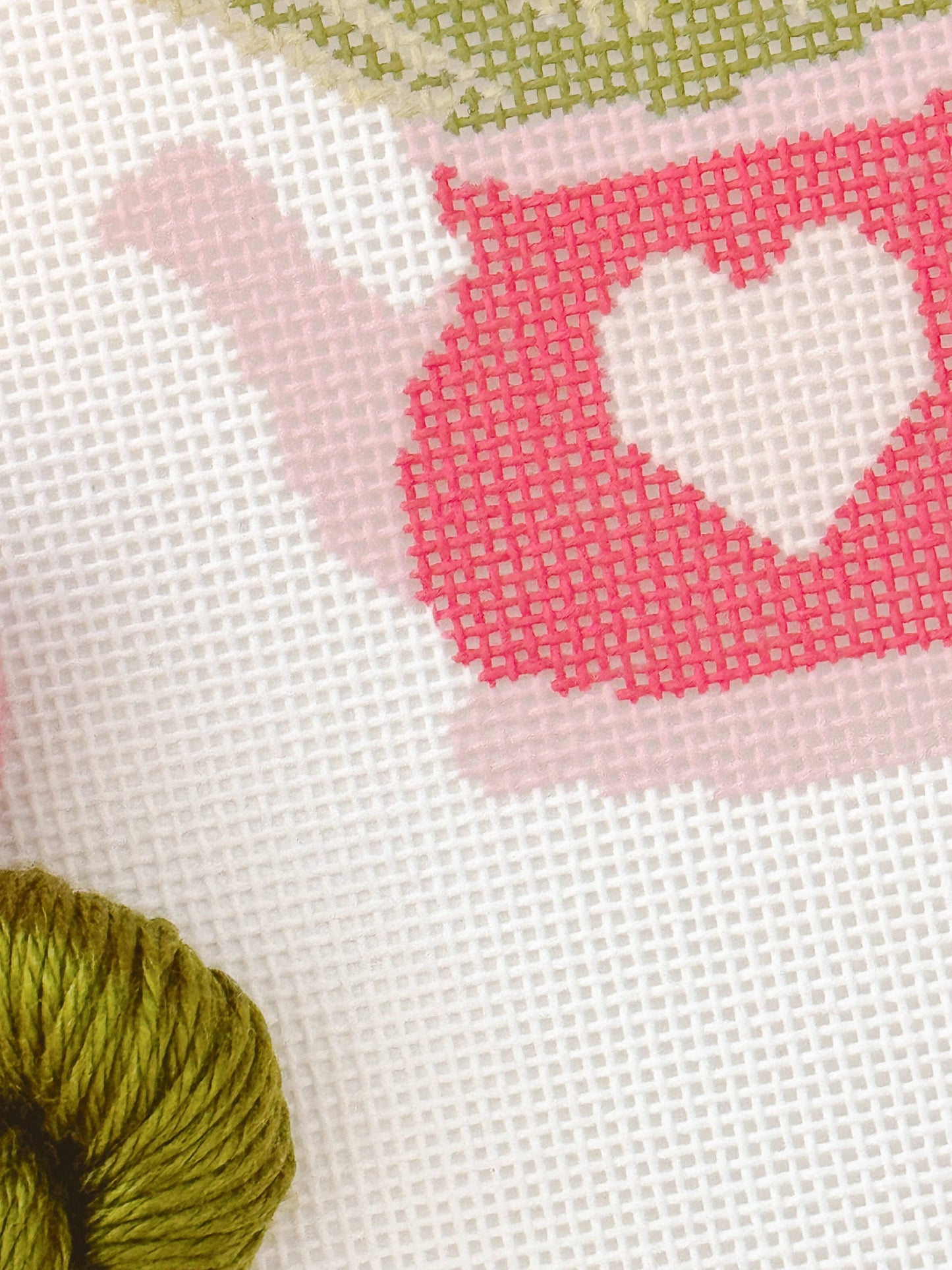 Heart Flower Teapot Needlepoint Canvas, 3”x4"