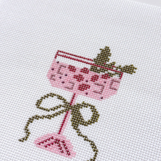 Christmas Cocktail Mini Needlepoint Canvas, Modern Needlepoint, 18 Mesh 2”x3” Design