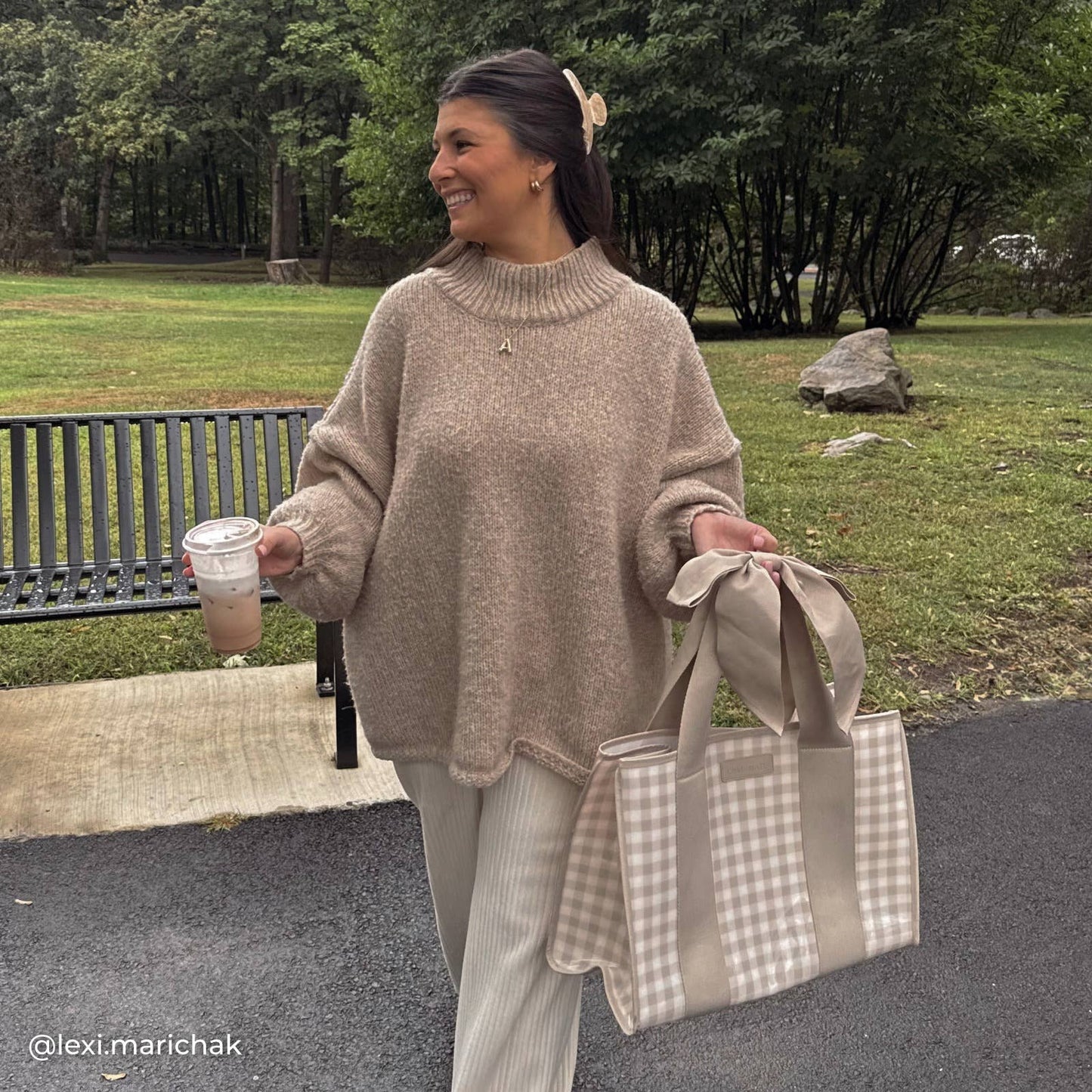 Case-Mate Latte Gingham Bow Jelly Tote Bag - Can be Embroidered