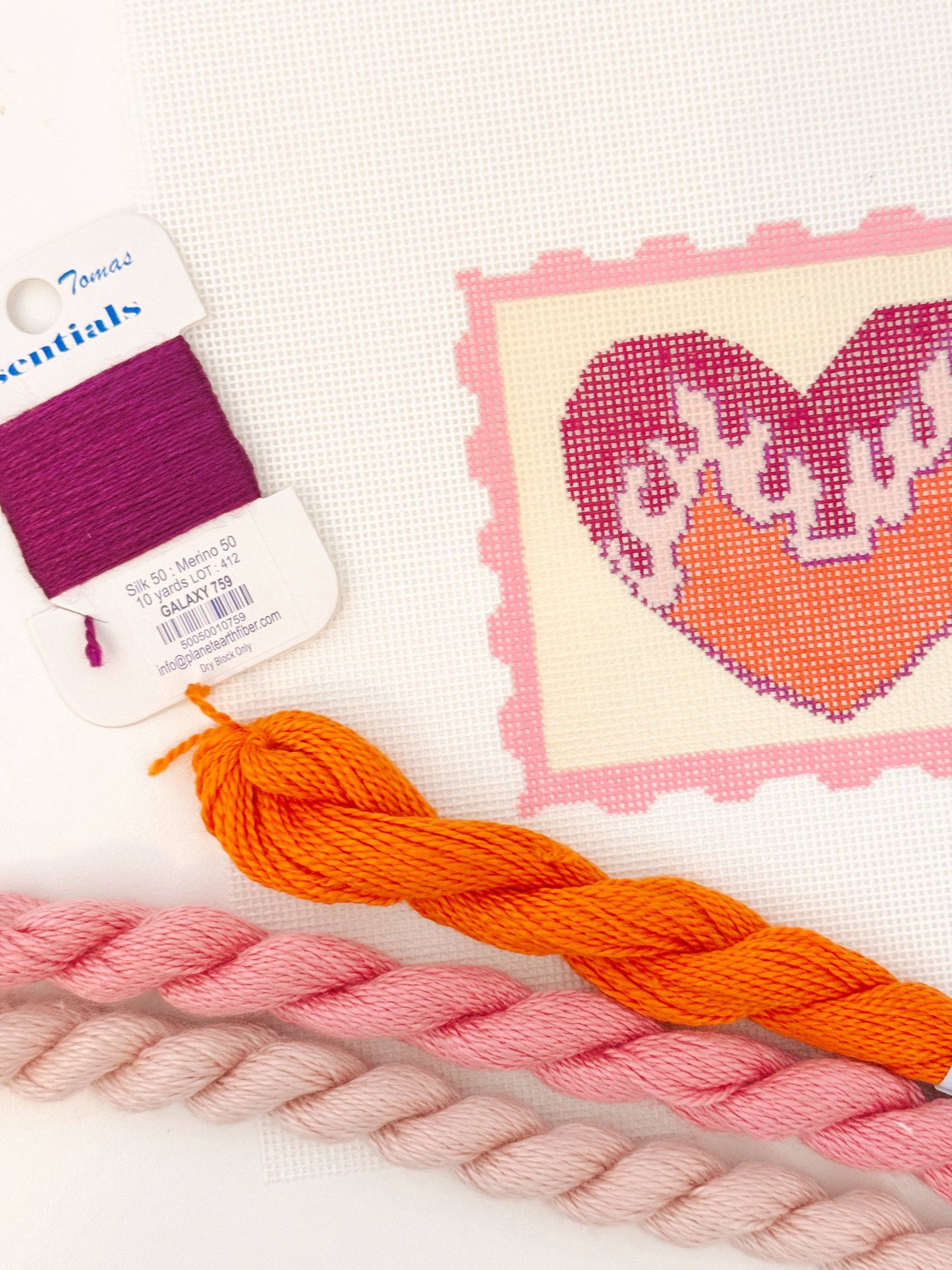 Heart Flame Stamp Needlepoint Canvas, 3”x3"