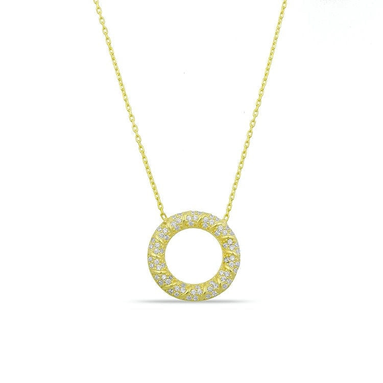 Pave Crystal Circle Pendant Necklace