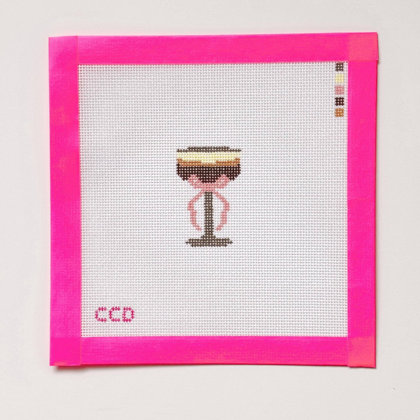 Hand Painted Espresso Martini 2” Needlepoint Canvas 18 Mesh Coquette Needlepoint Canvas Cocktail Hand Painted