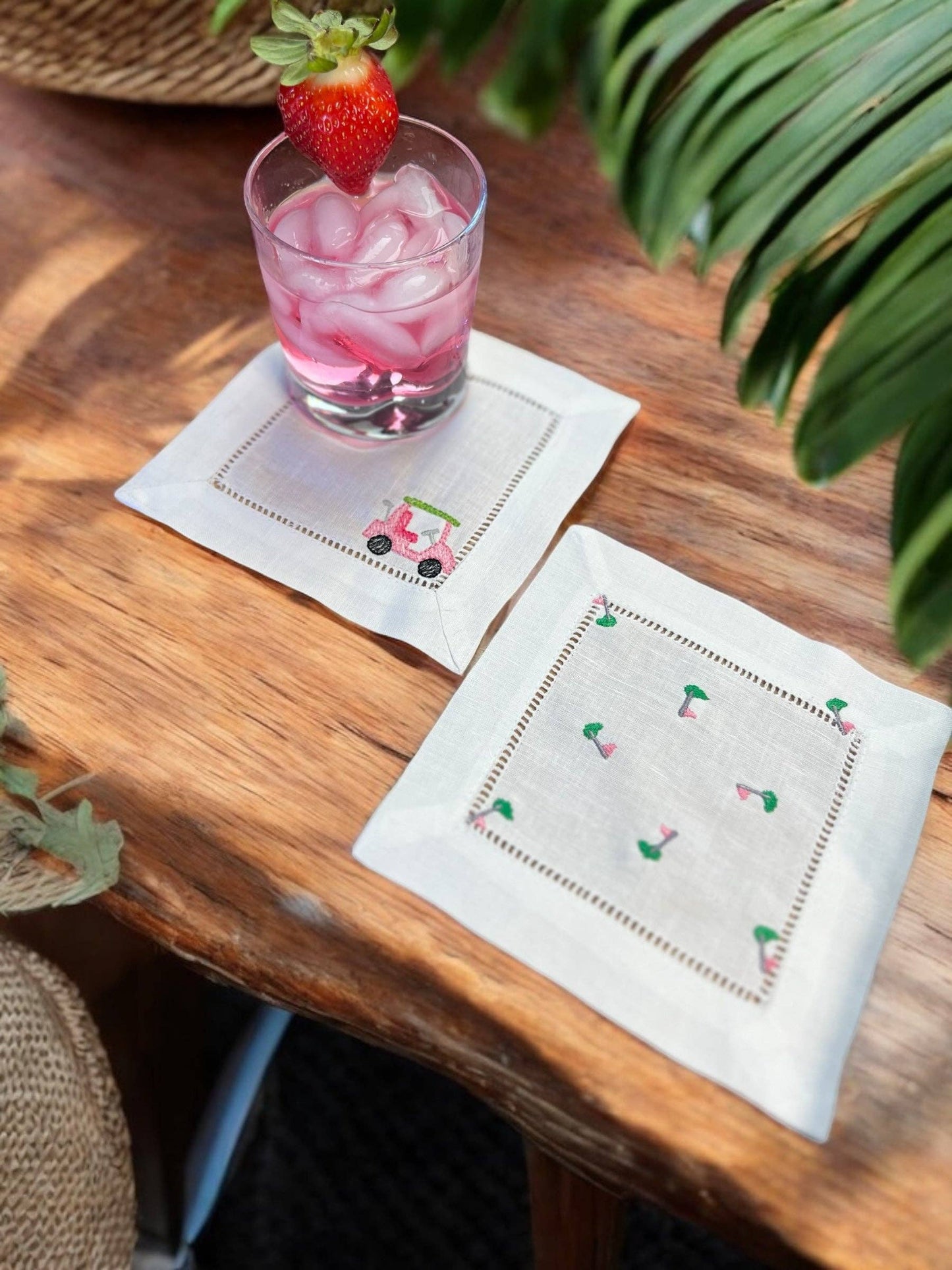 Embroidered Cocktail Napkins Golf Lovers