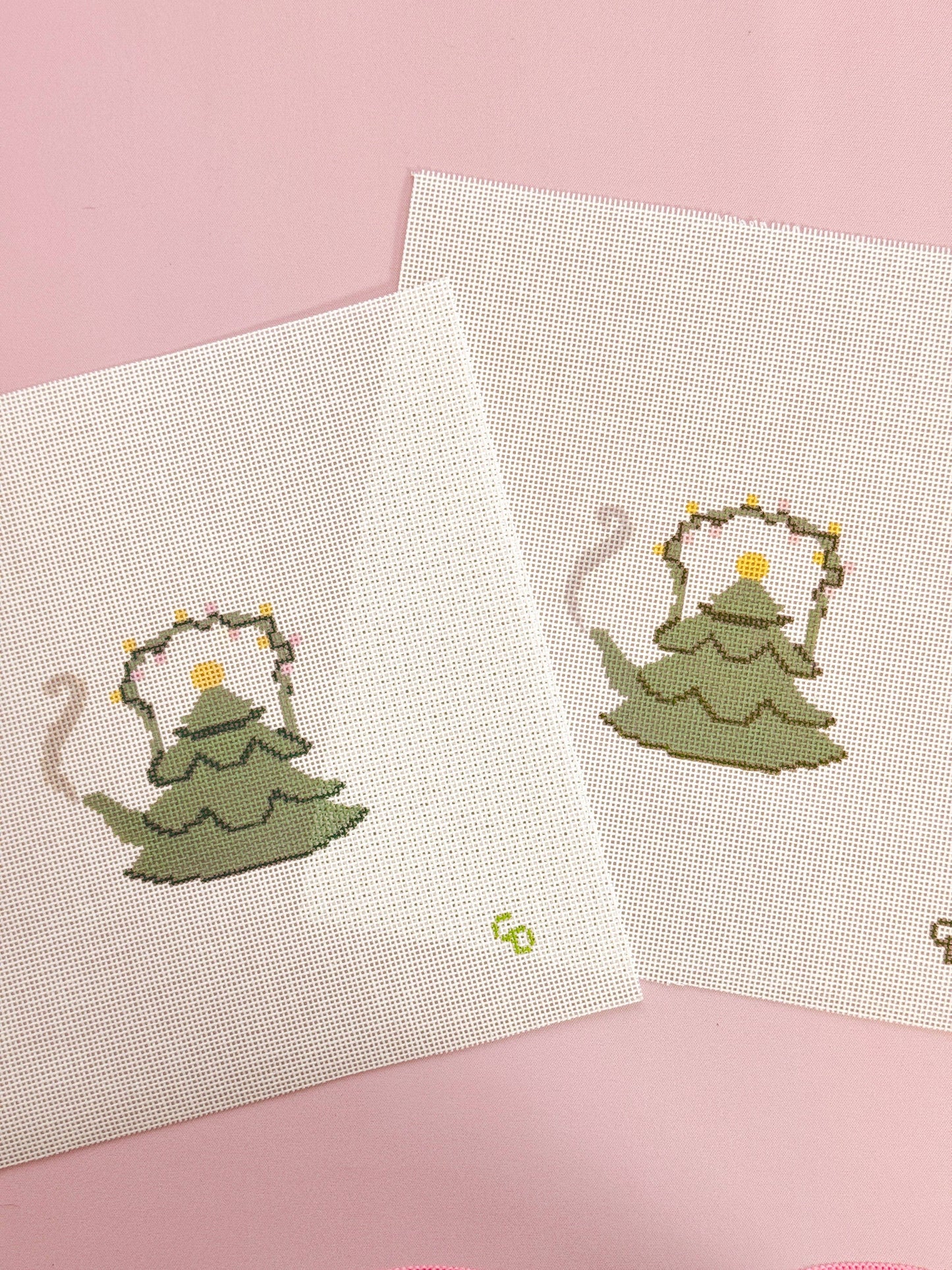 Christmas Tree Tea Kettle 18 Mesh Needlepoint Canvas – 2.5” x 3” Design