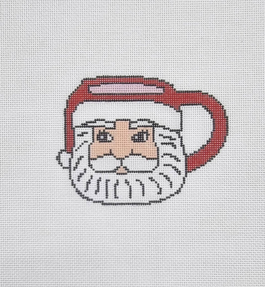Santa Mug Handpainted Needlepoint Canvas - Christmas Needlepoint