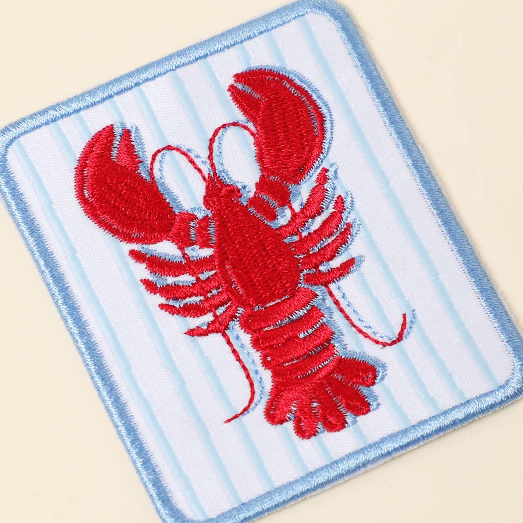LOBSTER Embroidered Heat Press Style Patch