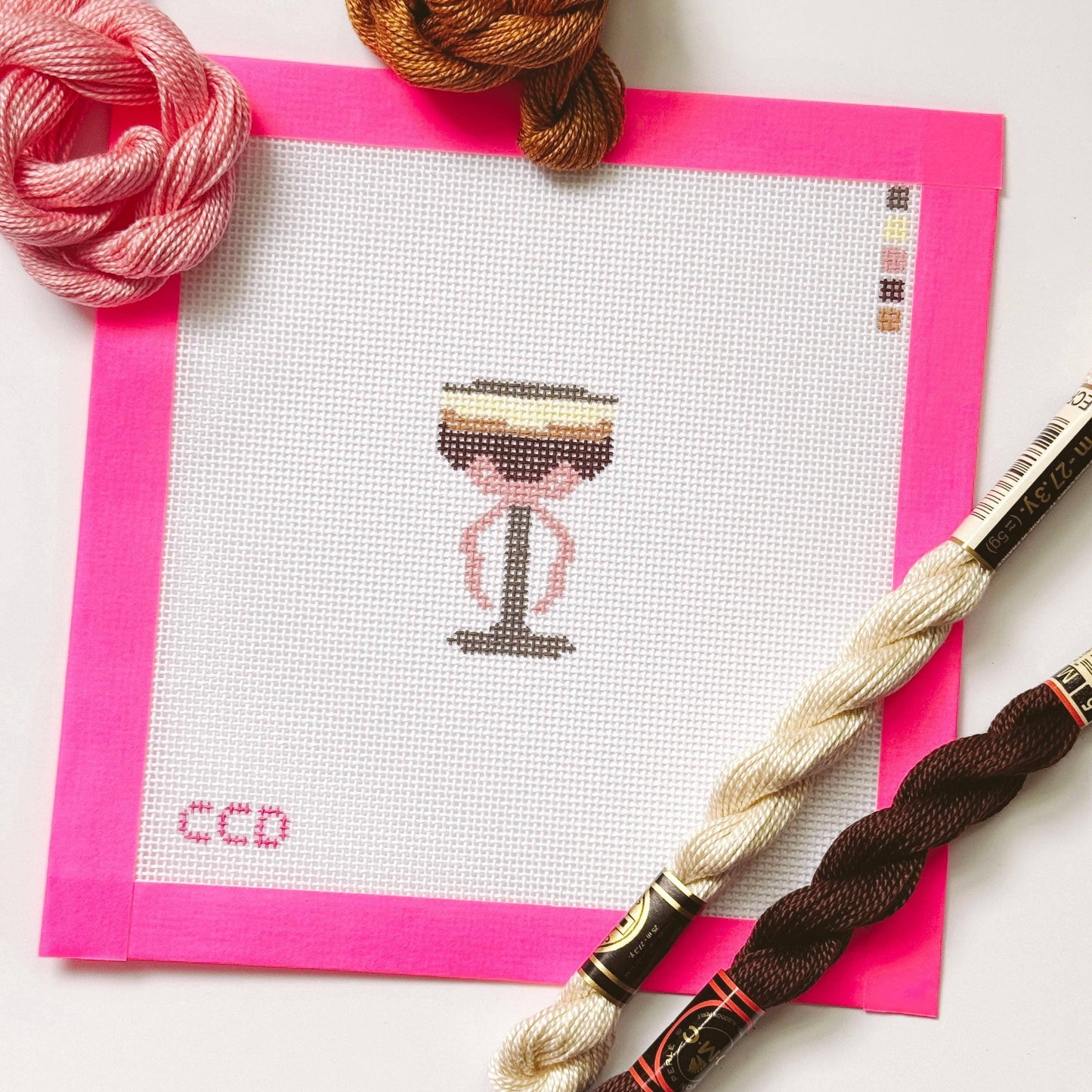 Hand Painted Espresso Martini 2” Needlepoint Canvas 18 Mesh Coquette Needlepoint Canvas Cocktail Hand Painted
