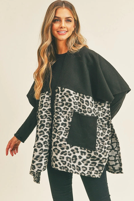 Leopard Pocket Kimono, Wrap, Cape