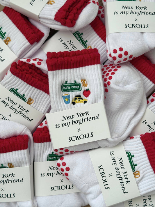 New York is my boyfriend x Scrolls Pilates Grip Socks