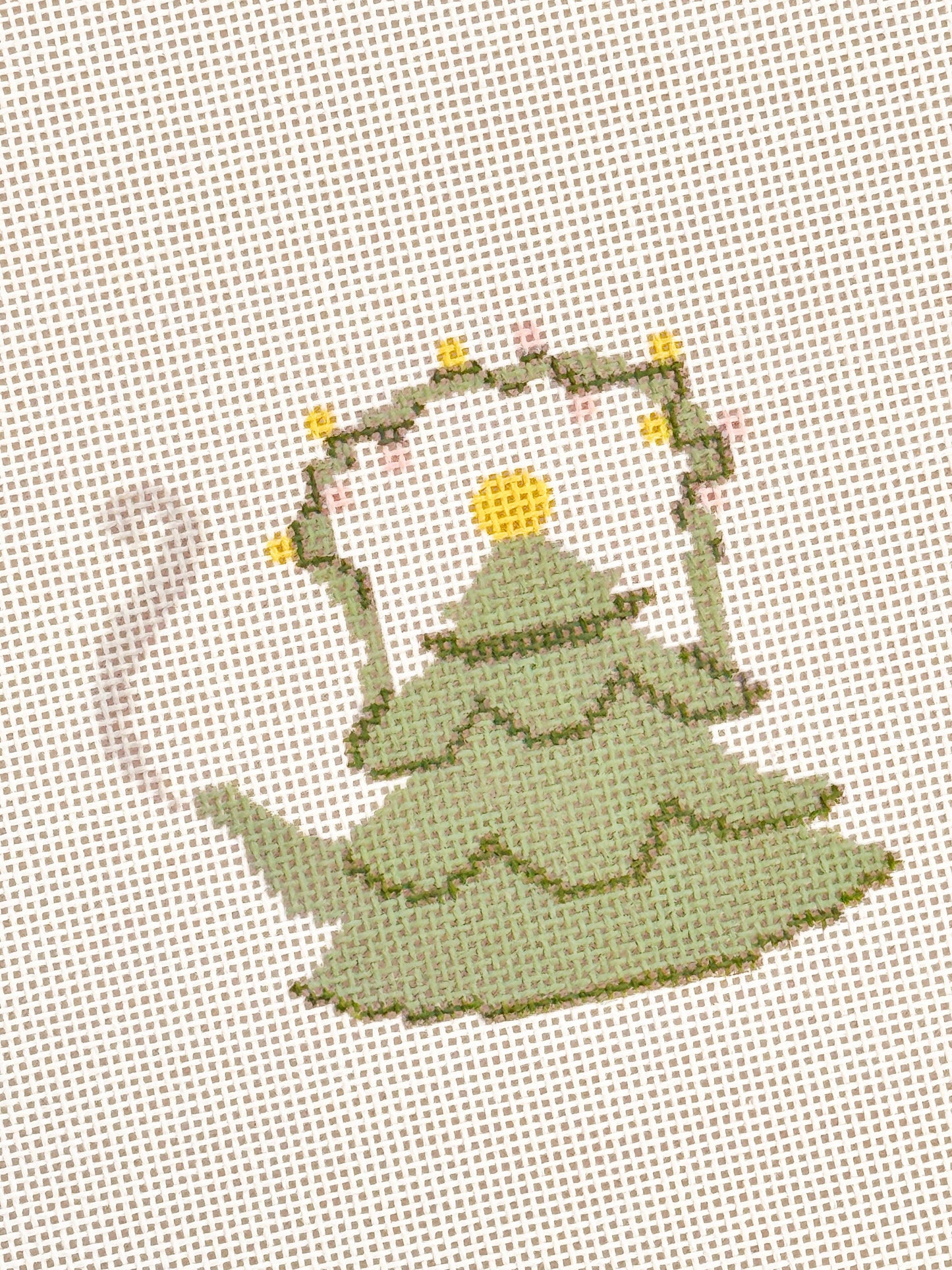Christmas Tree Tea Kettle 18 Mesh Needlepoint Canvas – 2.5” x 3” Design