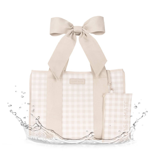 Case-Mate Latte Gingham Bow Jelly Tote Bag - Can be Embroidered