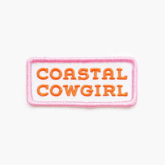 Coastal Cowgirl Embroidered Iron on Patch (Pink+Orange)