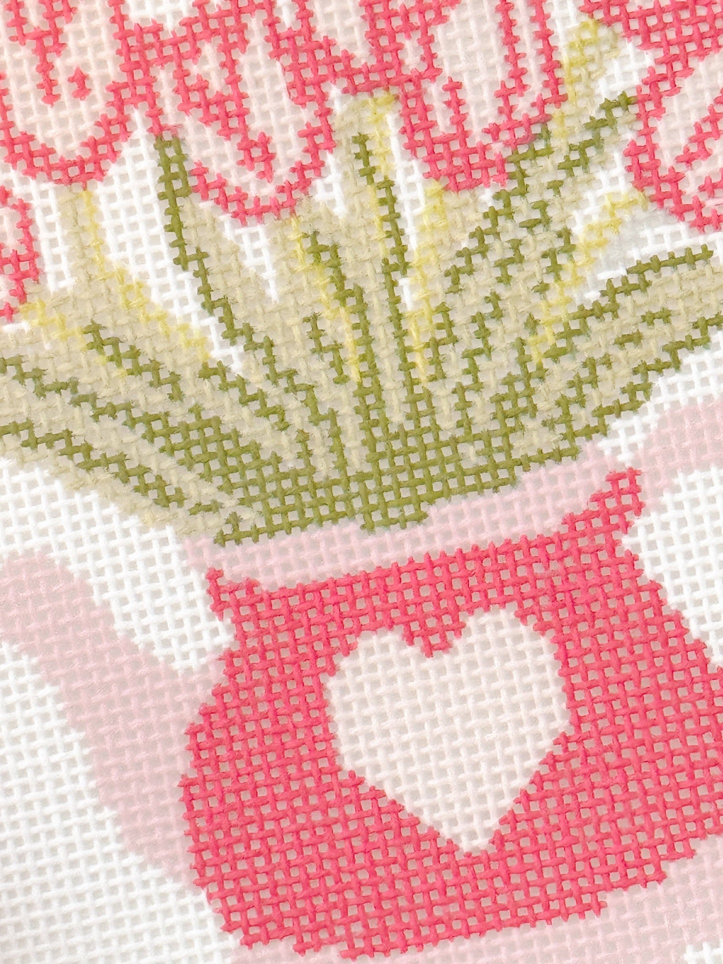 Heart Flower Teapot Needlepoint Canvas, 3”x4"