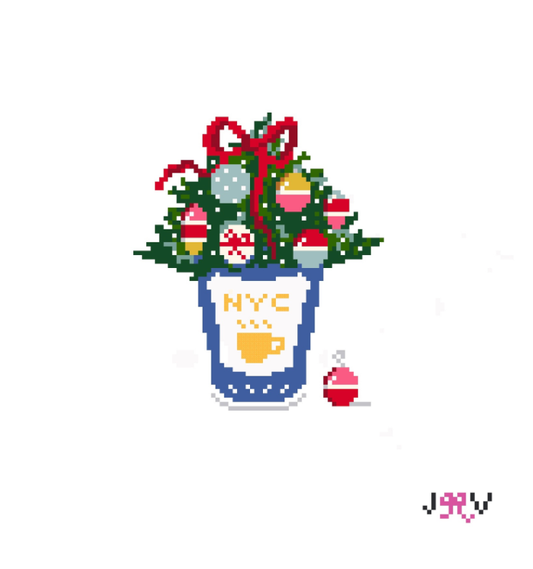 JV166 - NYC Anthora Cup Winter Needlepoint Canvas