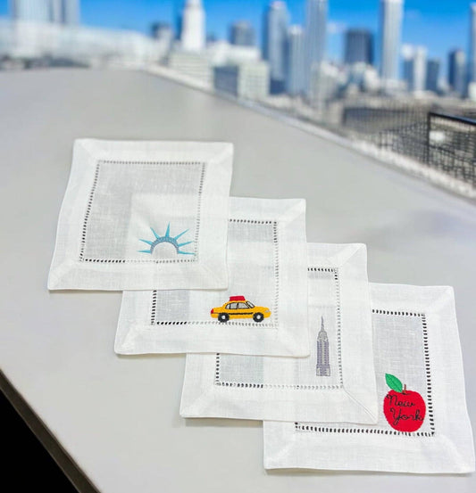 Embroidered Cocktail Napkins New York