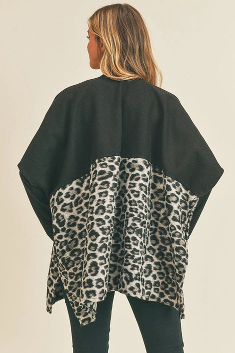 Leopard Pocket Kimono, Wrap, Cape