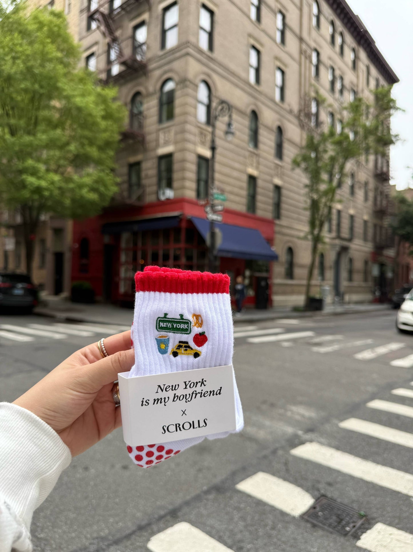 New York is my boyfriend x Scrolls Pilates Grip Socks